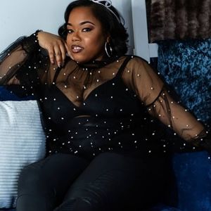 Sheer top with pearls